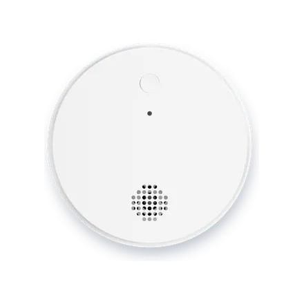 Round white ADT smoke and carbon monoxide detector, front view