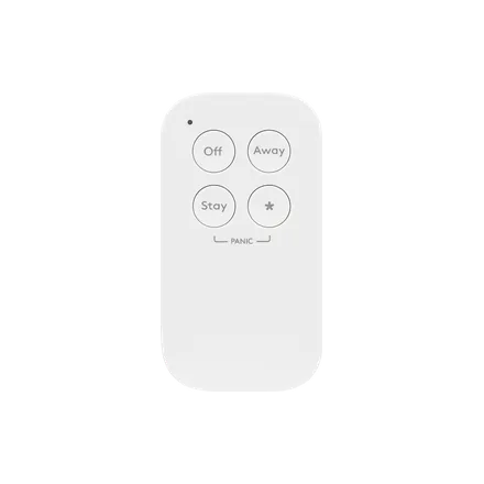 White ADT key fob remote with Off, Away, Stay and star buttons